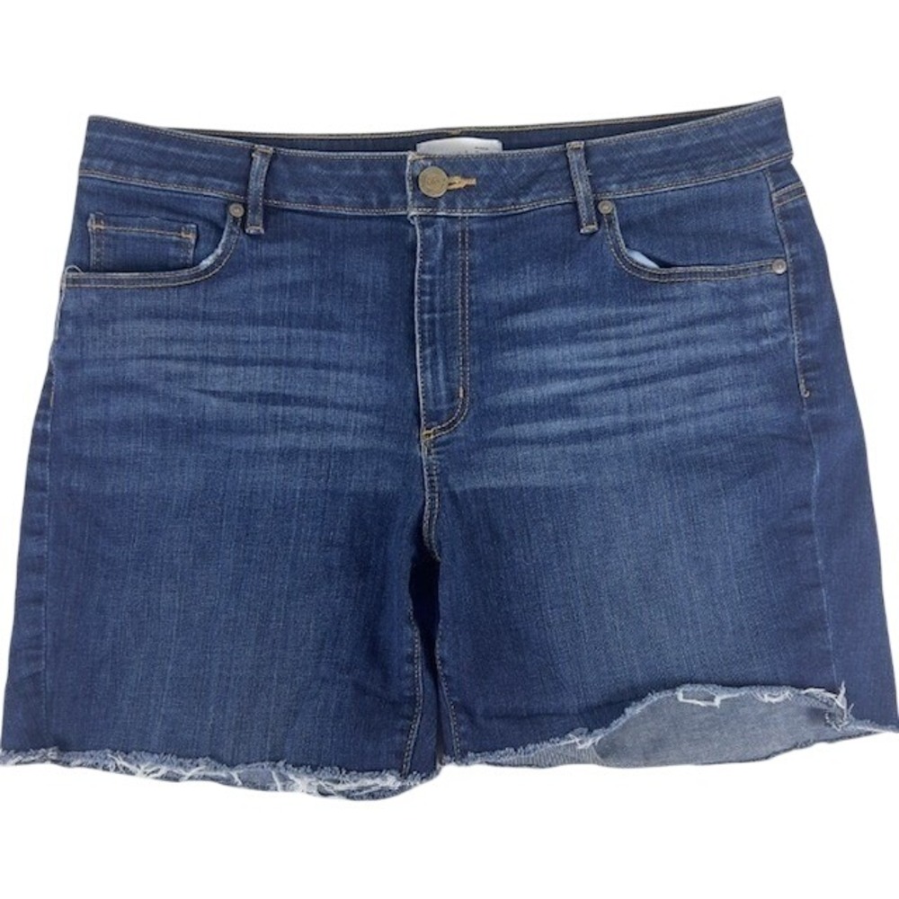 Ann Taylor LOFT High Rise Frayed Hem Denim Shorts‎ Women's Size 32  14 Blue Wash